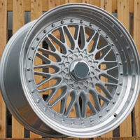 R15x7  4X100  ET  35  73.1  BY479  (BK5616)  Silver+Polished Lip (SP)  For RACIN  (P+Z7+R)  (BBS Style)