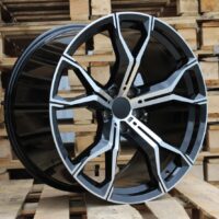 R22x10.5  5X112  ET  43  66.6  B5498  (BYD1538)  Black Polished+Powder Coating (MBPC)  For BMW  (K7)  (Rear+Front)