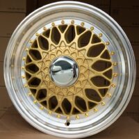 R14x6.5  4X100  ET  35  73.1  BY479  (BK5616)  Gold+Polished (YP)  For RACIN  (R)  (BBS Style)