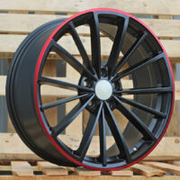 R18x7.5  5X112  ET  51  57.1  B5937  Black Half Matt+Red Lip (BLHMRL)  For VW  (P+Z7)