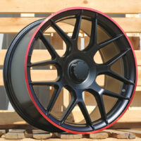 R19x8.5  5X112  ET  43  66.6  B1258  Black Half Matt+Red Lip (BLHMRL)  For MER  (Z3+Z1)  (Rear+Front)