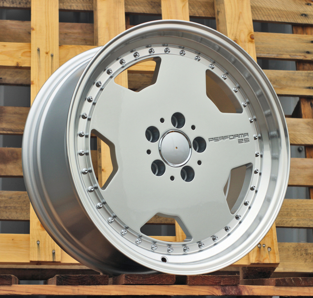 R18x8  5X112  ET  30  66.6  B5852  Silver+Polished Lip (SP)  For MER  (K4+P)  (HYBRID FORGED MONOBLOCK Style)